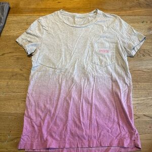 PINK Victoria's Secret Gray and Pink Ombre Short Sleeve Tee